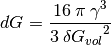 dG = \frac{16 \: \pi \: \gamma^3}{3 \: {\delta G_{vol}}^2}